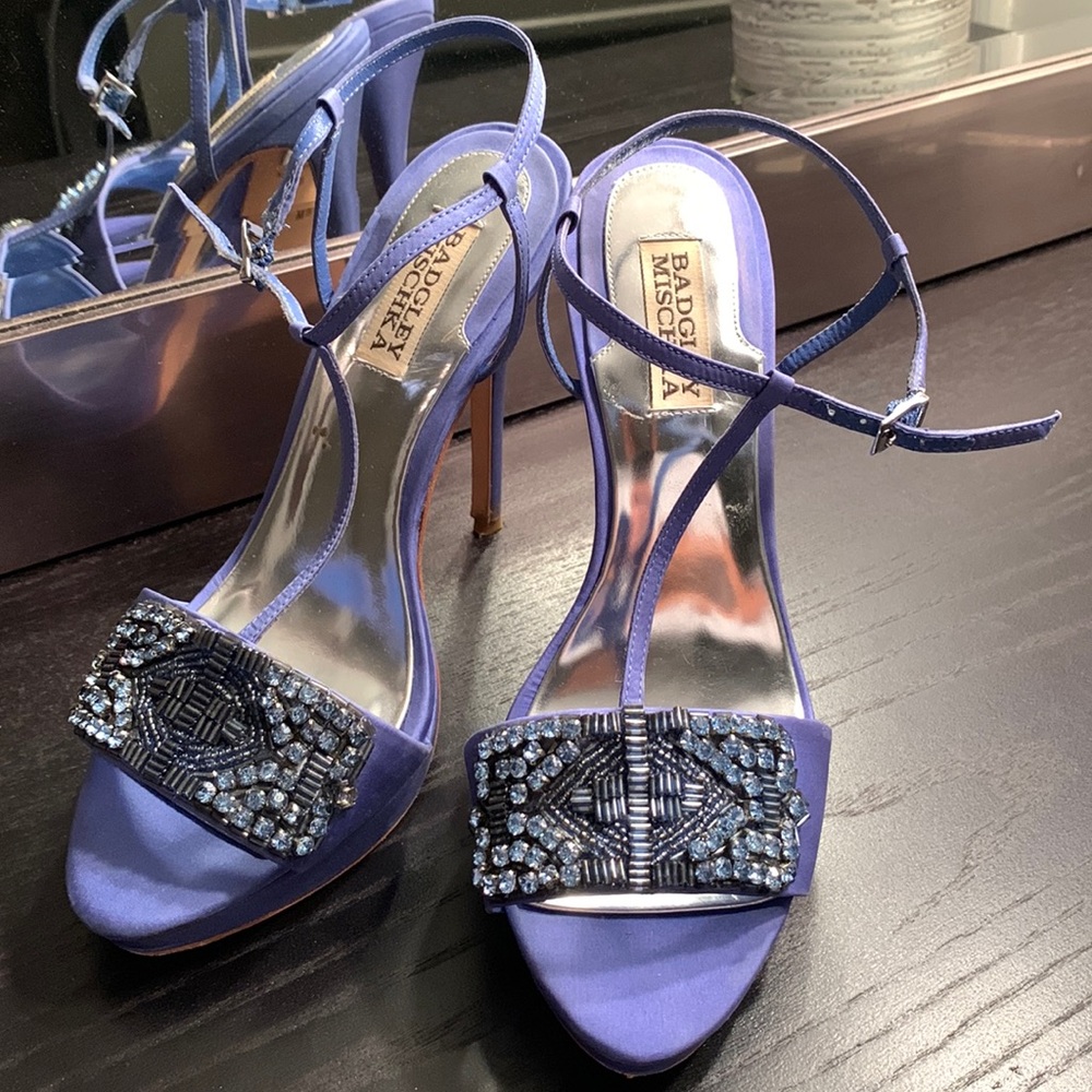 💙💜 BADGLEY MISCHKA Periwinkle Jeweled  Stilettos